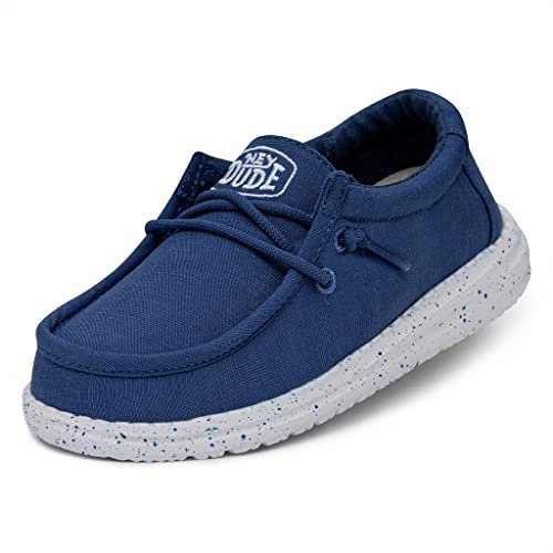 Hey Dude Wally Youth Slub-Lona, Moc Toe Shoes, Azul auténtico, 34 EU