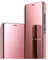 HAOYE Hülle für Samsung Galaxy A54 5G, Spiegel Smart View Handyhülle PC/PU Premium Leder Flip Case Cover, Stand Mirror Schutzhülle mit Klappbarer Ständer. Rosé Gold