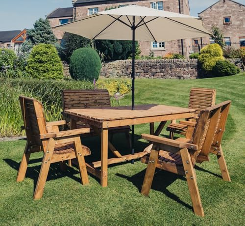 Churnet Valley PATIO SET, WOODEN GARDEN TABLE & CHAIRS, SITS 6