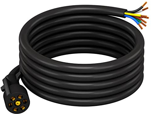CheeMuii Kit de Faisceau de câblage de remorque 7 Voies Robuste de 2,4 m avec Prise de remorque à 7 Broches pour remorques, Camping-Cars, Camping-Cars