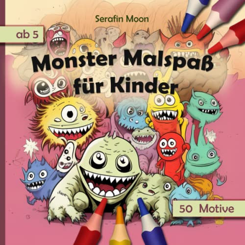 Monster Malbuch für Kinder: Beschäftigungsbuch ab 5 Jahren mit 50 einzigartigen Motiven | Monster Malvorlagen | Mandala | Ideal als Geschenk zur Entspannung für Kinder von 5-14 Jahren