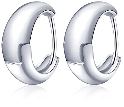 Earrings Set, Ohrstecker Silber Creolen Polierte Runde Form Silber Ohrringe für Damen