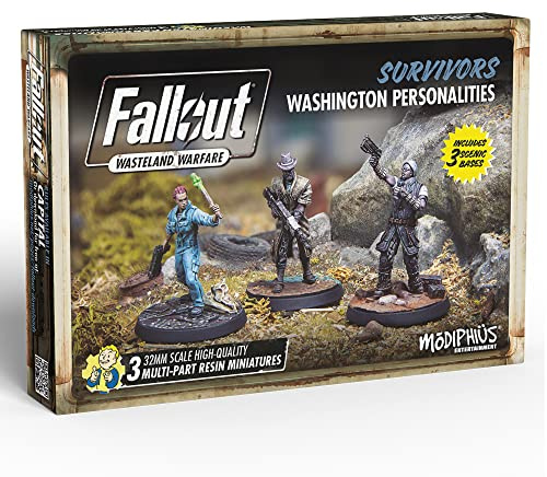 Modiphius Fallout Wasteland Warfare: Survivors: Washington Personalities - 3 Miniatures, 32mm Unpainted Figures, Capital Wave