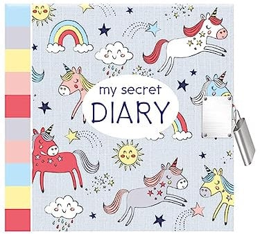 My Secret Diary Grey Unicorn Design Padlock & Keys Secret Hardback Journal