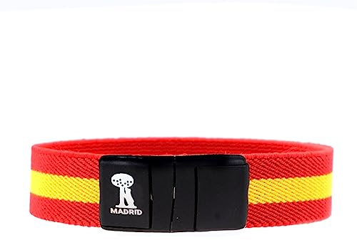 Only faith Pulsera Elastica Bandera España Pulsera de tela elastica para Hombre Bandera Paracord Amarillo y rojo negro Regalo para Hombre (Elástica Roja)