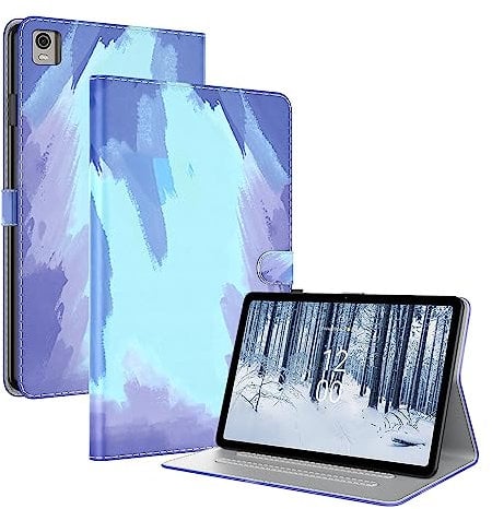 Ammeer Case for Nokia T21 Tablet, Painting Design Magnetic Flip Folio Smart Cover Wallet PU Leather Bag Pouch Stand Card Slots Holder - Blue