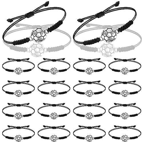 Towviy 18 Stück Fußball Armband, Verstellbares Gewebte Schnur Fußball Party Geschenk Fussball Armbänd Freundschaftsarmband für Sport Team Fussball Geburtstag