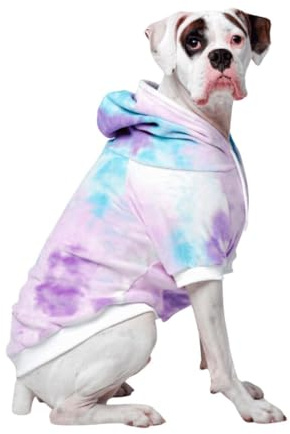 Spark Paws Hunde-Kapuzenpullover, Premium-Qualität, samtweich, überlegener Komfort und Passform, beruhigendes Fleece-Innenfutter, geeignet für alle Rassen, 90s Retro Sky Dye, Größe 4XL
