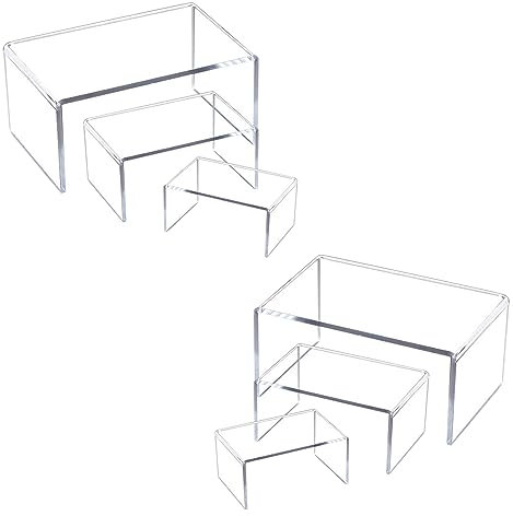 6pcs Display Stand Riser Acryl Ständer für Anzeige, Acryl Clear Display Ständer für Regal Dessert Cupcake Candy Food Tabletop Collectibles Produkt Bar Action Figur Schmuck Showcase (Rechteckig)