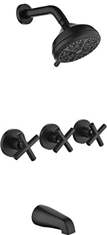 Ensemble de robinet de douche à 3 poignées avec bec de baignoire, ensemble de robinets de douche ensemble combiné de robinets de douche ensemble de douche complet pour baignoire et douche, accessoires