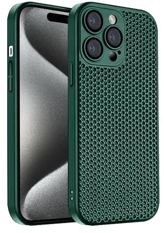 Rdyi6ba8 Wärmeableitungs Hülle Kompatibel mit iPhone 15 Pro,[Anti-Fingerabdruck] Atmungsaktive kühlende Handyhülle Ultradünne PC-Abdeckung Schutzhülle für iPhone 15 Pro,Grün
