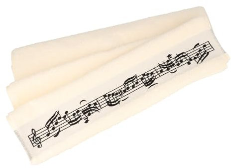 Musikboutique cremefarbenes Handtuch mit eingewebter Notenbordüre und Notenschlüssel