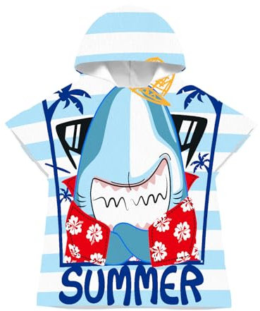 LOMTRATS Schnelltrocknender Surfponcho, Wickeltuch, Bademantel, Sporthandtücher für Schwimmer, Hoodie für Kinder, Schwimmen, Strand, Surfen, Tauchen, Baden(Kid-S)