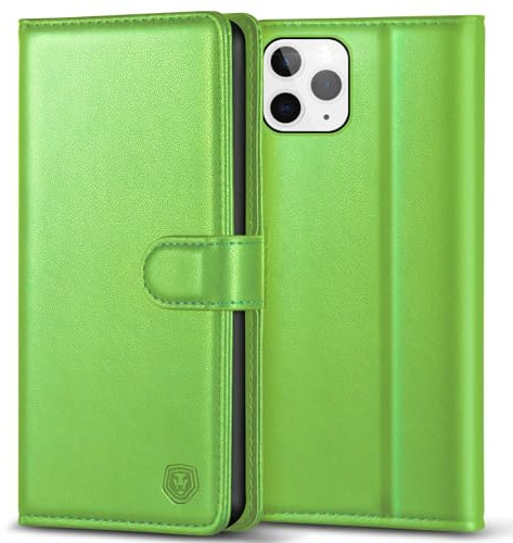 Kuafcase Compatible for iPhone 11 Pro Case with 4 Card Slots Magnetic Closure Kickstand Shockproof Protective Phone Case Compatible for iPhone 11 Pro - Grass Green