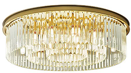 SanBouSi 60cm Kristall Deckenleuchte Kristall Kronleuchter Rund Klar Kristall Pendelleuchte Deckenlampe Schlafzimmer Kristall Lampe Gold 8 x E14 Lichter für Esszimmer, Küche, Wohnzimmer