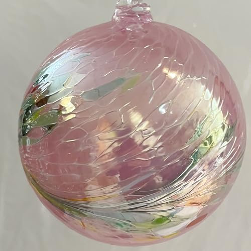 Boule en verre soufflé à la bouche - Décoration de fenêtre - Rose - Multicolore - Diamètre : environ 8 cm