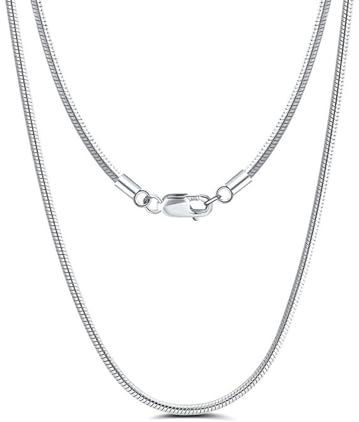 Epinki Sterling Silber Kette, 1mm Schlangenkette Halskette Anhänger Sterling Silber S925, Damen Halskette Modeschmuck, Silber, 55CM
