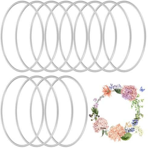 12 Stück Metallringe zum Basteln, 10cm Silber Dekoringe zum Hängen, Metall Ringe Basteln Deko, Metallringe für Traumfänger Ringe, Makramee Ringe, Wickeltechnik Floristik Hochzeitskranz Drahtringe