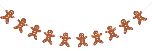 RmKbe Gingerbread Man Christmas Party Bunting Decoration Banner DIY Decorations for Christmas Party Supplies