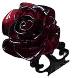 Sxett Rote Rose Ringe für Damen, verstellbare offene Ringe, Gothic Punk Schmuck