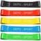 Depo-Sport Bandas Elásticas Fitness, Bandas de Resistencia, Set de 5 Cintas Elásticas Fitness y Musculación de Látex Agradable a la Piel con Guía de Ejercicios de Español.