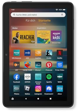 Amazon Fire HD 8-Tablet (Neueste Generation), 8-Zoll-HD-Bildschirm, 3 GB RAM, 32 GB Speicher, für Unterhaltung unterwegs, schwarz (2024) – ohne Werbung