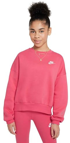 NIKE FZ9244-629 Sportswear Club Fleece Sweatshirt Girl's Aster Pink/White Taille XL