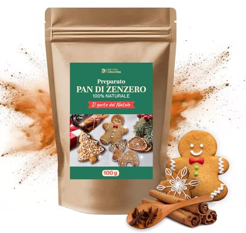 Detox Organica Spezie per biscotti pan di zenzero 100g | Mix Natalizio con Zenzero, Cannella e Noce Moscata - Ideale per Biscotti, Dolci Natalizi, Bevande