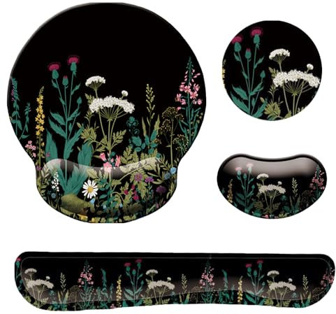 Mouse Mat Set, Keyboard Wrist Rest Memory Foam Keyboard Wrist Support Waterproof Desk Pad Non-Slip Base Mouse Pad Ergonomic Mouse Mat Wrist Support Set Easy Typing Pain Relief, For Home Office