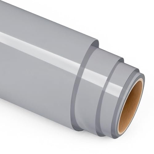 Prime Vinyl Heat Transfer Vinyl-12 x 8FT Gray Iron on Vinyl for Shirts, HTV Vinyl for Cricut, Silhouette Cameo, Easy to Cut & Weed