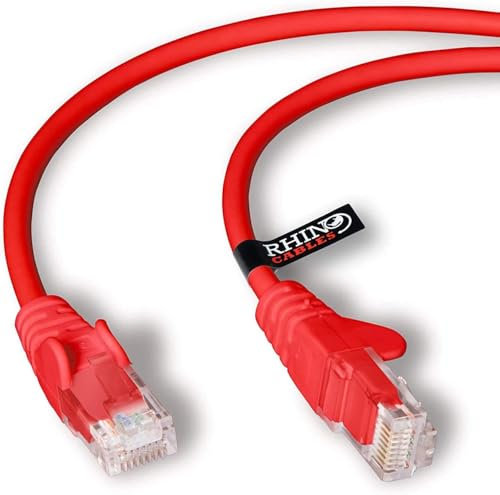 rhinocables CAT 6 High-Speed Gigabit Ethernet Cable - Patch Network Lead for LAN| Snagless UTP With LSZH Jacket | RJ45 Connector - Internet, Router, Modem, Smart TV, PC & More (25cm, Red, Pack of 10)