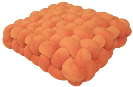 PromCaeruyn Knotenkissen Quadratisches Knotenkissen Kuschelkissen Dekokissen für Büro Schlafzimmer Wohnzimmer Wohnheim Auto Knoten Handgemachtes Kissen Bodenkissen(Orange,30 * 33 * 12cm)