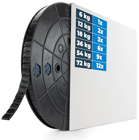 HASKYY Klebegewichte Auswuchtgewichte Stahlgewichte 12kg Rolle 2400x5g Schwarz Kleberiegel mit Abrisskante Wuchtgewichte für Stahlfelgen & Alufelgen - Kunststoffbeschichtet FE-Klebegewichte
