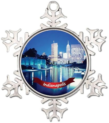 Weihnachtsbaum-Hängeornamente, Indianapolis, Stadtlandschaft, eleganter Anhänger, Reise, Stadt, Welt, Poster, mehrfarbig, bunt, Weihnachtsdekoration, Andenken, Geschenk, Namensschilder