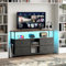 Meuble TV LED avec 4 Tiroirs, Petit Meuble Tele avec Rangement, Banc TV, Support Télé, Commode en Tissu pour Le Salon Chambre à Coucher Entrée Rustique, 108x30x78cm, Noir