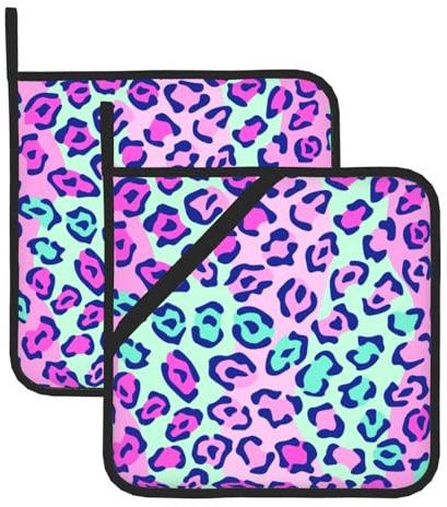 Juego de alfombrillas aisladas con estampado de Lepard rojo, soportes para ollas para cocina, apto para microondas, horno y parrilla al aire libre