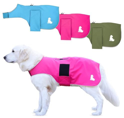 MS-Trachten Hundemantel Softshell Wasserfest Winddicht Hundemantel mit Leinenportal und Klettverschluss (Pink, XL)