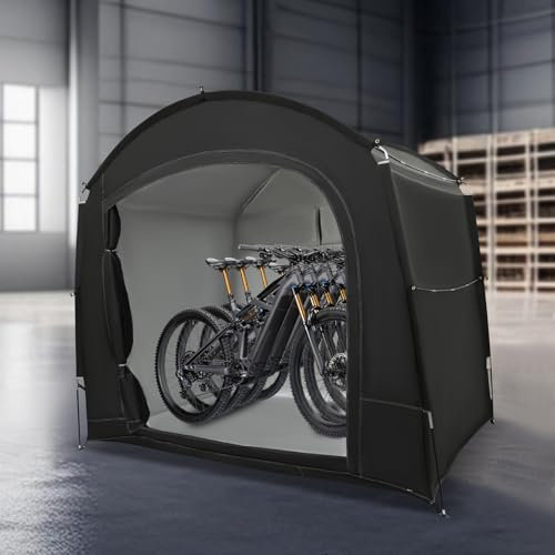 Bike Storage Tent, 3 to 4 Bikes, Bicycle Covers for Outside Storage, 220*150*185cm, 210D Oxford Fabric Waterproof, Protect Against Wind, Rain, Snow, Dust W/Travel Bag