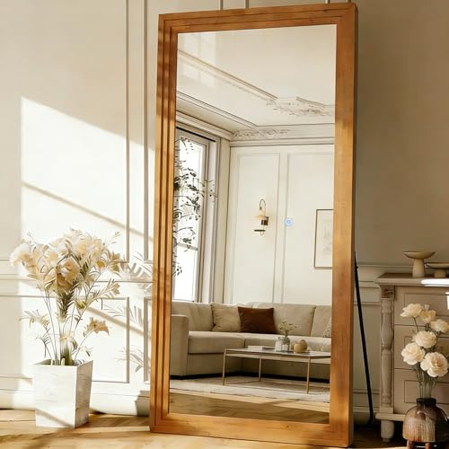 MAXEN Großer Ganzkörperspiegel 165x56 cm, Wandspiegel Und Standspiegel | in Einem, Rechteckiger Holzrahmen Walnuss, Für Schlafzimmer, Wohnzimmer.