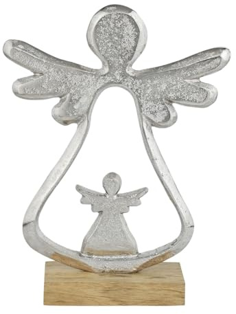 Weihnachtliche Dekofigur Engel modern aus Aluminium in Silber 21 cm