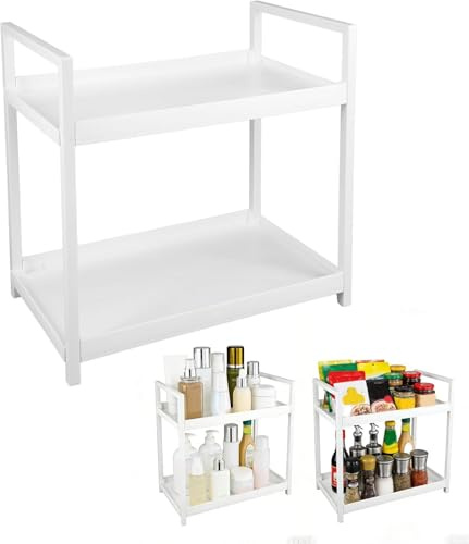 Orixo 2-Ebenen Badezimmer Organizer Weiß, Make up Organizer Groß | Regal Küche Arbeitsplatte, Gewürzregal Stehend, Kosmetik Organizer, für Vanity Badezimmer Küche Schlafzimmer 30x17x30 cm