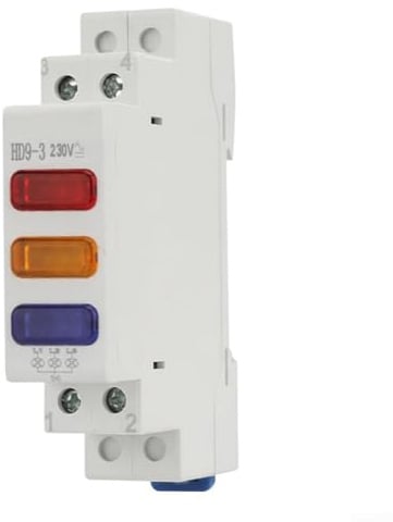 Comgooldool LED-Signallampe 230 V für DIN-Schienenmontage – Kontrollleuchte mit hochheller LED, feuerfeste Isolierung, einfache Installation, Kunststoffgehäuse, weiß (rot + gelb + blau)