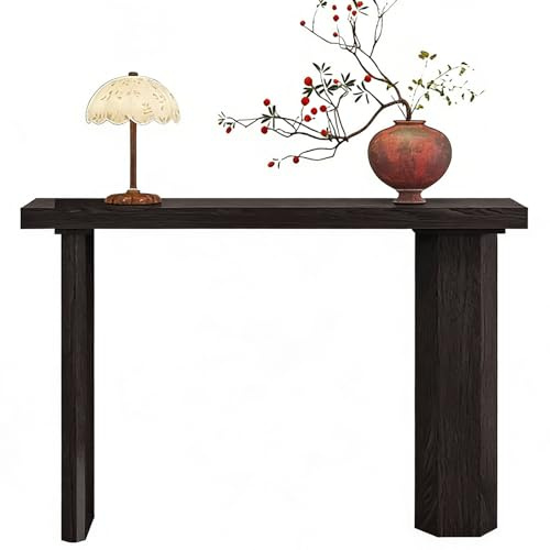 JCSRYD Table Console D'entrée en Bois Massif, Tables de Couloir D'entrée, Console Entree Étroite Derrière Le Canapé pour Salon, Entrée(Black,100cm/39in)