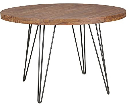 FineBuy Design Esszimmertisch BAGLI rund Ø 120 x 78 cm Sheesham Massiv-Holz, Landhaus Esstisch braun, Tisch für Esszimmer Küchentisch 4 Personen