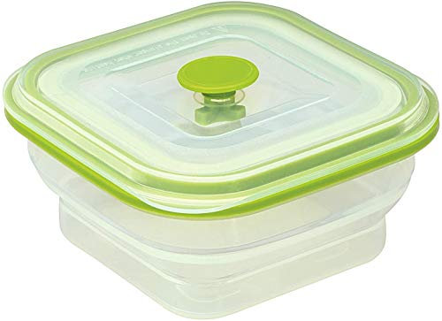 Flexline Faltbare Frischhaltedose, 100% reines, sicheres Premium-Silikon (inkl. Deckel), 0,5 Liter, Aufbewahrungsbox mit Deckel, Stabiles Mikrowellengeschirr mit Ventil, Backofenfest bis 230°C