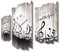 Some Days Schwarze Noten Musik Melodie Shabby chic Landhaus Dreiteilige Designer Funk Wanduhr leise Funkuhr ohne Ticken 95 x 60 cm aus MDF-Holz DTWH113FL (leises Funkuhrwerk)