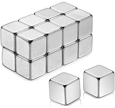 16 Stück Neodym Würfel-Magnete Extra Stark Set,Würfelmagnete für Glasmagnettafeln Kühlschrank Pinnwand Memoboard Whiteboard Schule Lehrer Map,Büro, mit Vorratsbehälter | Silver (10x10x10 mm)
