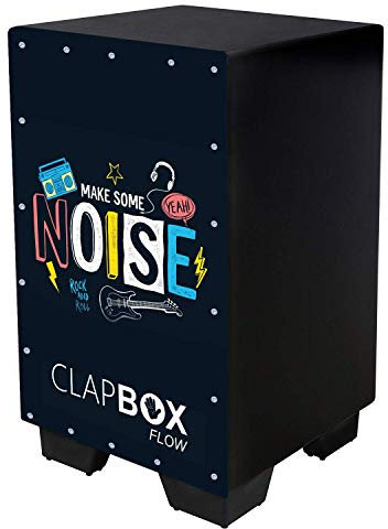 Clapbox Flow Graphic Cajon - Walnussholz (H:50W:30L:30) - 3 interne Snares, Schwarz (Disco) (macht etwas Geräusch)