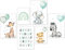 artpin® Poster Set DIN A3 Bilder Kinderzimmer Deko Mädchen Junge - Babyzimmer Bilderwand 4X A3 & 2X A4 - Regenbogen ABC Safari Tiere Mint P70