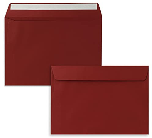 25x Briefumschläge DIN C5 Dunkelrot (Rot) - 16,2 x 22,9 cm - Haftklebung - Edle Kuverts für große Einladungen und Karten zum Geburtstag oder Hochzeit